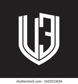 VE Logo monogram with emblem shield design isolated on black background