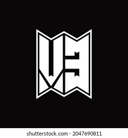 VE Logo monogram with emblem style design template on black background