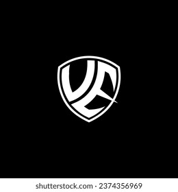 VE logo monogram emblem style with shield shape design template ideas