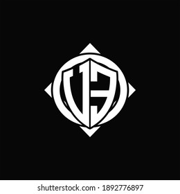 VE Logo monogram isolated circle rounded with compass shape on black background