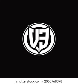 VE Logo monogram with shield and circluar shape design tamplate on black background