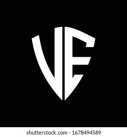 VE logo monogram with shield shape design template