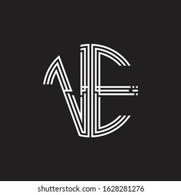 VE Logo monogram triple ribbon style line design template isolated on black background