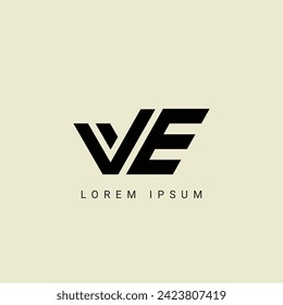 VE logo. V E design. White VE letter. VE, V E letter logo design. Initial letter VE linked circle uppercase monogram logo