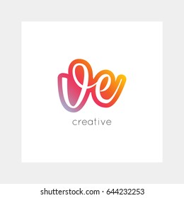 VE logo, vector. Useful as branding, app icon, alphabet combination, clip-art.