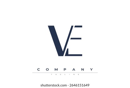 Design do logotipo das iniciais modernas VE. Logotipo de marca com iniciais estilizadas apresentando design arrojado e estética moderna. Ideal para profissionais de marca de negócios ou projetos criativos com foco em minimalista