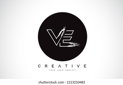 VE Modern Leter Logo Design with Black and White Monogram. Creative Letter Logo Brush Monogram Vector Design.