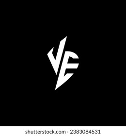 VE monogram esport logo design with cool shape concept in vector