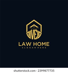 VE monogram initial logo for lawhome with shape home design