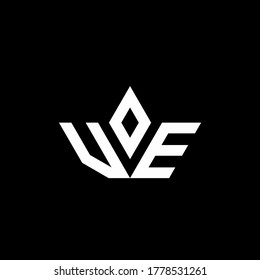 Logotipo de monograma VE con forma de corona plantilla de diseño de estilo de lujo