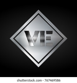 VE Monogram, Silver Logo, Metal Logo, Luxury, Elegant, Abstract, square