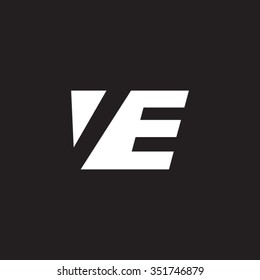 VE negative space letter logo black background