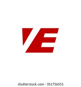 VE negative space letter logo red