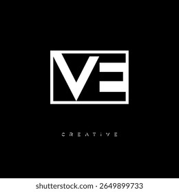 Monograma de espaço negativo VE - Logotipo de marca de letra preto e branco minimalista para branding criativo, Identidade de moda Design moderno Conceitos
