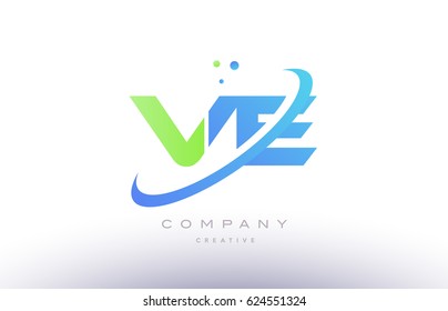 ve v e alphabet green blue swoosh letter company logo vector icon design template
