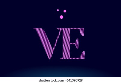 ve v e alphabet letter logo pink line stripes magenta purple blue font creative text dots company vector icon design template