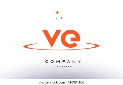 VE V E creative orange swoosh dots alphabet company letter logo design vector icon template