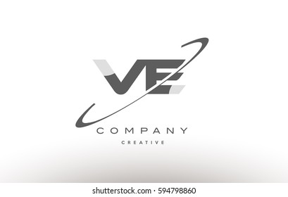 ve v e  grey swoosh white alphabet company logo line design vector icon template 
