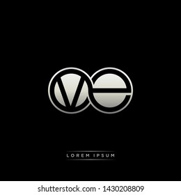 VE V E initial letter linked circle capital monogram logo modern template silver color edition