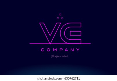 ve v e letter alphabet text pink purple dots contour line creative company logo vector icon design template