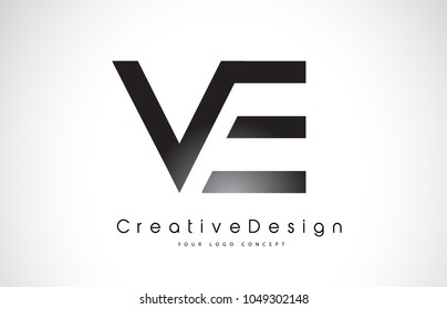 VE V E Letter Logo Design in Black Colors. Creative Modern Letters Vector Icon Logo Illustration.