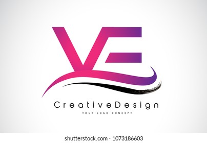 VE V E Letter Logo Design in Black Colors. Creative Modern Letters Vector Icon Logo Illustration.