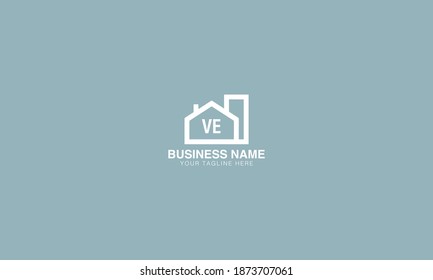  VE V E  Minimal initial real estate property house building flat vector logo design 