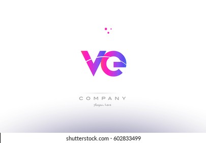 ve v e  pink purple modern creative gradient alphabet company logo design vector icon template