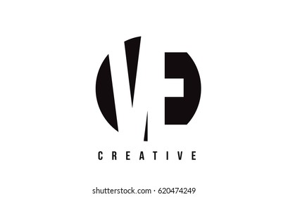 VE V E White Letter Logo Design with Circle Background Vector Illustration Template.