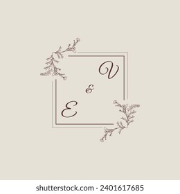 VE wedding line square monogram with high quality professional design that will print well