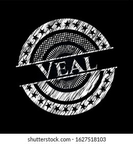 Veal with chalkboard texture. Vector Illustration. Detailed.