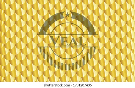 Veal golden badge. Scales pattern. Vector Illustration. Detailed. 
