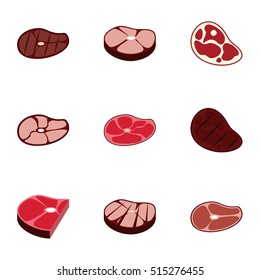 Veal icons set. Flat illustration of 9 veal vector icons for web