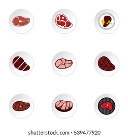 Veal icons set. Flat illustration of 9 veal vector icons for web
