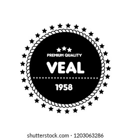 VEAL premium quality badge. vintage label.designed for butchery