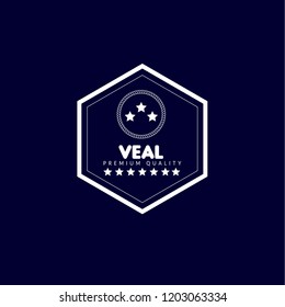 VEAL premium quality badge. vintage label.designed for butchery