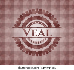 Veal red seamless geometric pattern emblem. Seamless.