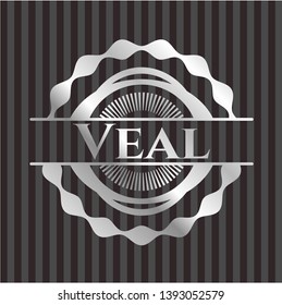 Veal silver emblem. Vector Illustration. Mosaic.