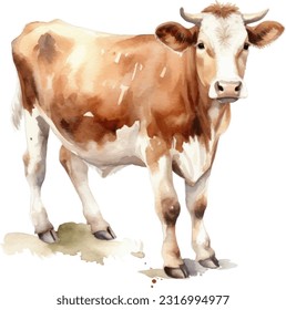 Veal watercolor illustration. Hand drawn underwater element design. Artistic vector marine design element. Illustration for greeting cards, printing and other design projects.