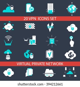 VEB set of icons for virtual private networks. Signs and symbols for web development.