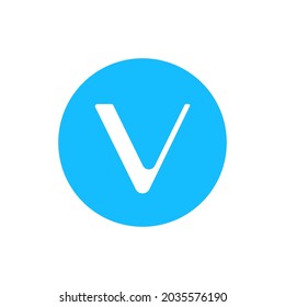 Vechain coin icon isolated on white background. VET crypto currency vector.