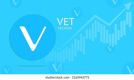 VeChain VET. Diagramm Hintergrundkonzept Kryptowährung.