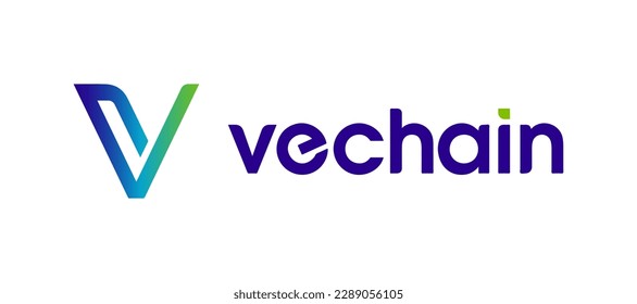 Ilustración vectorial del logotipo criptográfico Vechain VET aislado en fondo blanco