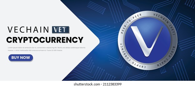 Vechain VET Cryptocurrency concept vector background design. Futuristic technology wallpaper and backdrop template for digital concepts.  