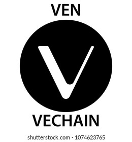 Vechein cryptocurrency blockchain icon. Virtual electronic, internet money or cryptocoin symbol, logo