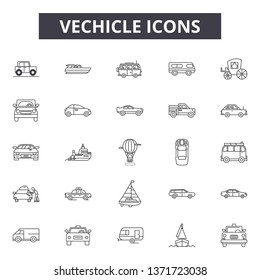 Vechicle line icons, signs set, vector. Vechicle outline concept, illustration: graphic,automobile,deoutsign no entry