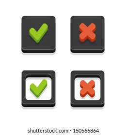 Vecktor black check box with check marks isolated on white 
