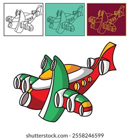 vecktor illustration of an airplane based on the creator's imagination is made using affinity designer software. this work can be used as a children's colouring book and other design needs.  