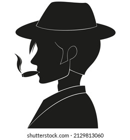 Vecktor Ilustration of Neat Man Silhouette Smoking