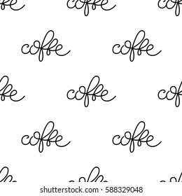 Vecktor pattern consisting of lettering, hand-written and circled phrases coffe